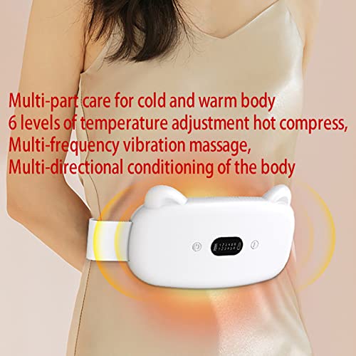 HZLGFX Cinturón de Calor, para Calambre de Estómago, Alivio de Cólicos Menstruales, lumbares, Abdominales, Almohadilla Eléctrica con 6 Niveles de Rápido Calentamiento.(Color:Moda Blanca)