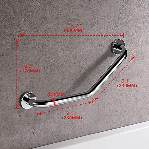 Ibergrif M34017 Asideros de Ducha, Asa Baño Seguridad ángulo, Pasamanos WC, Acero Inoxidable, Plata, 40CM, 40 cm