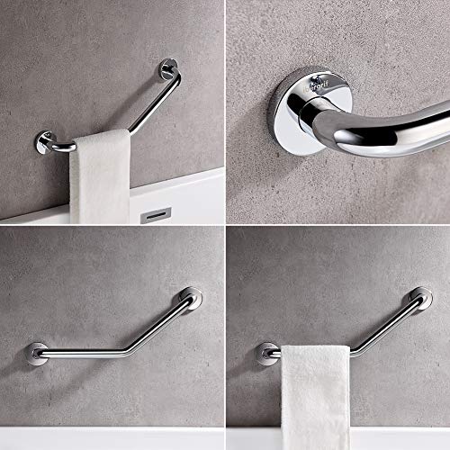 Ibergrif M34017 Asideros de Ducha, Asa Baño Seguridad ángulo, Pasamanos WC, Acero Inoxidable, Plata, 40CM, 40 cm