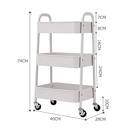 Idea Simple Trolley on Wheels Tool Trolley de 3 Niveles para Salón de Belleza con Manija, Carro de Herramientas de Metal para Tatuaje con Rueda, Carro de Utilidad para Instrumentos de Almacenamiento