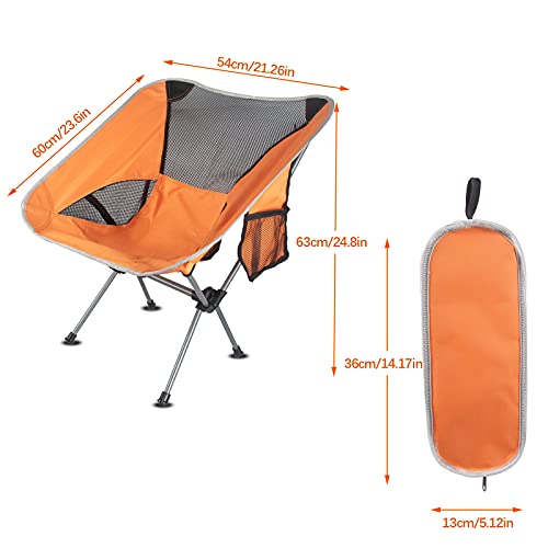 IDOORYTHE Silla Plegable playasillas, de Pesca portatil Tubo de Acero Engrosado y Cuerda elástica, Exteriores/Camping/Deportes/Picnic, hasta 120KG (Naranja Vibrante)