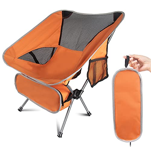 IDOORYTHE Silla Plegable playasillas, de Pesca portatil Tubo de Acero Engrosado y Cuerda elástica, Exteriores/Camping/Deportes/Picnic, hasta 120KG (Naranja Vibrante)