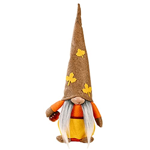 IMIKEYA Decoraciones de Acción de Gracias de Felpa con Maple en El Sombrero de Peluche Enanos Suecos sin Rostro Elfo Escandinavo Otoño Tomte Tabla Ornamento Chica