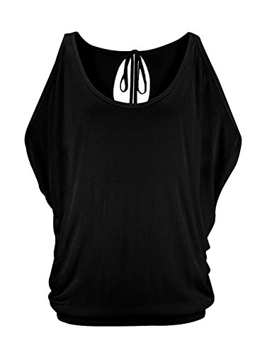 iMixCity Verano Camisas De Hombro Frío Blusas Tops del Batwing Camisetas sin Mangas Camiseta Casual Camiseta para Mujer (3XL, Negro)