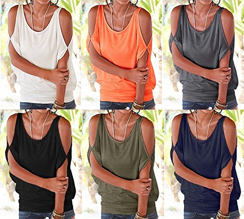 iMixCity Verano Camisas De Hombro Frío Blusas Tops del Batwing Camisetas sin Mangas Camiseta Casual Camiseta para Mujer (3XL, Negro)