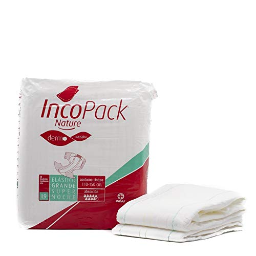 Incopack Nature Dermo Transpira 20 Pañales Elastico Grande Super Noche L9 (contorno cintura 110-150 cm) máxima absorción