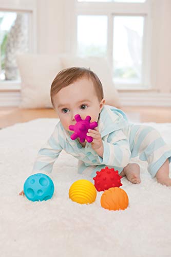 Infantino Textured Multi Ball - pelotas con texturas para la exploración sensorial y despertar su interés, a partir de los 6 meses, sin BPA