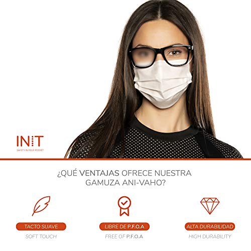 INIT - Pack 2 Gamuza Antivaho para Gafas con 200 usos - Limpia Gafas Anti Vaho Ideales para Personas Que Llevan Gafas con mascarilla - Toallita de Microfibras - Paño Antivaho sin Necesidad de liquidos