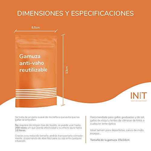 INIT - Pack 2 Gamuza Antivaho para Gafas con 200 usos - Limpia Gafas Anti Vaho Ideales para Personas Que Llevan Gafas con mascarilla - Toallita de Microfibras - Paño Antivaho sin Necesidad de liquidos