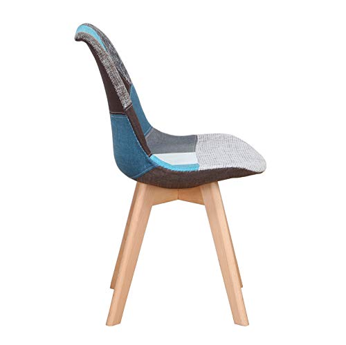 Injoy Life - Juego de 2/4 sillas de comedor modernas con patas de madera maciza y asiento acolchado suave para cocina, sala de estar, oficina (azul)