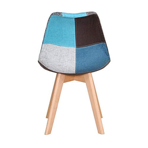 INJOY LIFE - Juego de 4 sillas de comedor modernas con patas de madera maciza y asiento acolchado suave para cocina, sala de estar, oficina, color azul