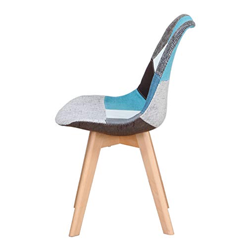 INJOY LIFE - Juego de 4 sillas de comedor modernas con patas de madera maciza y asiento acolchado suave para cocina, sala de estar, oficina, color azul