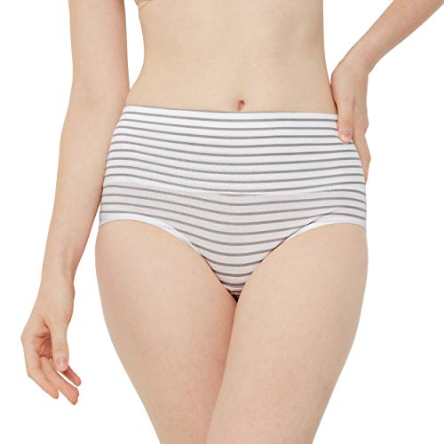 INNERSY Bragas Mujer de Algodón Ropa Interior de Cintura Alta Cómoda y Sexy Braguitas Pack de 3 (M-EU 40, 3 Raya)