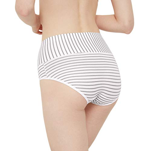 INNERSY Bragas Mujer de Algodón Ropa Interior de Cintura Alta Cómoda y Sexy Braguitas Pack de 3 (M-EU 40, 3 Raya)