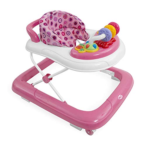 Innovaciones MS Andador Bebe Basic Rosa 435 - Base Antivuelco - Incluye Bandeja de Sonidos y Juegos