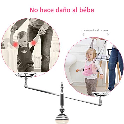 INPHER Arnes Bebe, Arneses Tirantes Respirables, Arnes para Caminar Primeros Pasos, Andador Chaleco Ajustable para Aprender Andar Niños, con 2 Cadenas para Chupetes, Rosa