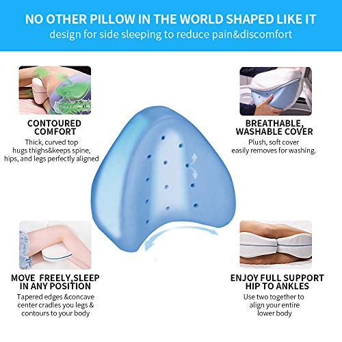 Inslife Almohada Ortopédica para Pierna y Rodilla, Espuma con Memoria, Alivia el Dolor de Espalda, Cadera y Articulaciones, Soporte para el Tobillo y la Rodilla – Almohadilla para Dormir de Lado