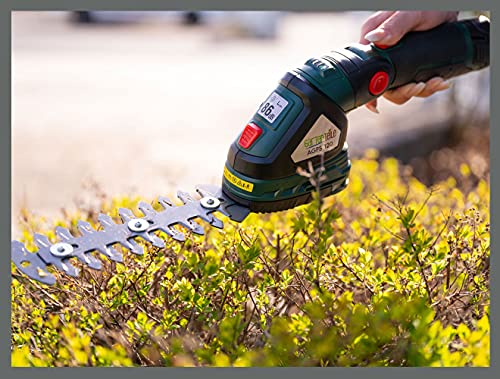 Instrumento de jardín 3 en 1, tijeras para césped, arbustos, pulverizador a presión, incluye batería de 12 V (2 Ah) y cargador rápido de 1 hora. Recorte y corte de borde de césped y setos