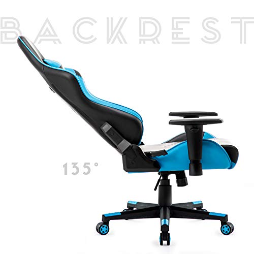 IntimaTe WM Heart Silla Gaming, Silla Gamer Ergonómica, Racing Silla Gamer con Reposacabeza Apoyo y Cojín Lumbar, Cuero Sintético PU, Oficina Silla Computadora,para Los Jugadores de PC Gamer, Azul