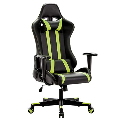 IntimaTe WM Heart Silla Gaming, Silla Gaming Ergonómica Silla de Escritorio de Oficina Racing Silla Computadora Respaldo Alto Cojín Lumbar & Cabeza Almohada Verde