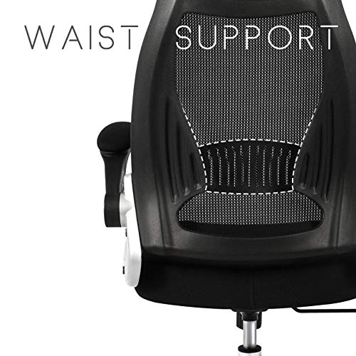 Intimate Wm Heart Silla Oficina Ergonomica, Silla Giratoria Escritorio de Malla Tela con Respaldo Alto, Silla Estudio con Reposabrazos Plegables (Negro)