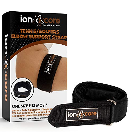 Ionocore® Correa de Apoyo para el Codo de Tenista | Brazelete para Golfistas con Almohadilla de Compression Dirigida y Cierre Ajustable | Banda de soporte para las Articulaciones del Codo (1)