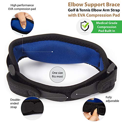 Ionocore® Sistema de Protección para el Codo - Brazelete Protector Codo de Tenista - Correa del Codo y Mangas de Compresión para las Articulaciones del Antebrazo, Ligero MEDIANO: 10.5"-12"