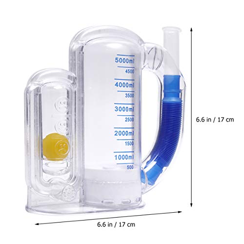 iplusmile Espirómetro volumétrico de 5000 ml, espirómetro portátil para respirar y hacer espirometría, aparato de ejercicio de respiración, capacidad vital, entrenador de respiración