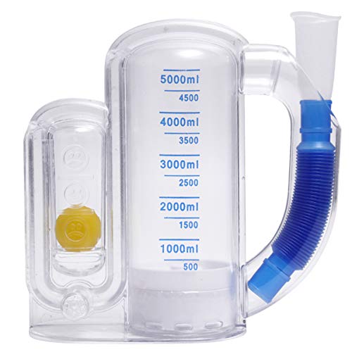 iplusmile Espirómetro volumétrico de 5000 ml, espirómetro portátil para respirar y hacer espirometría, aparato de ejercicio de respiración, capacidad vital, entrenador de respiración