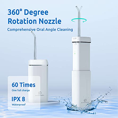 Irrigador Bucal Portátil Mini Inalambrico，tanque de agua retráctil irrigadores bucales, 3 modos de pulso, IPX7 Impermeable, adecuado para la familia y los viajes Profesional Irrigador Dental.