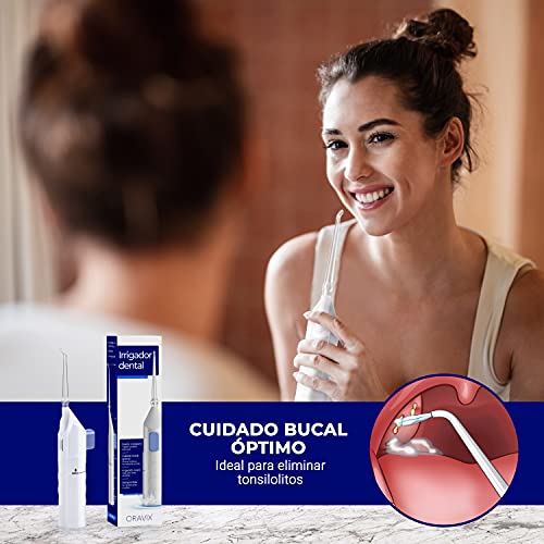 Irrigador Bucal Portátil | No Requiere Electricidad | Funciona con Agua | Irrigador Dental | Ideal para Limpiar Ortodoncia | Cómodo y Fácil de Llevar | No Causa Daños | Limpiador Dental | Orali