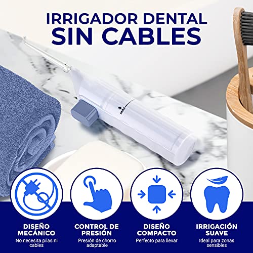 Irrigador Bucal Portátil | No Requiere Electricidad | Funciona con Agua | Irrigador Dental | Ideal para Limpiar Ortodoncia | Cómodo y Fácil de Llevar | No Causa Daños | Limpiador Dental | Orali