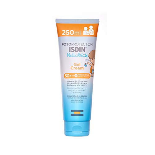 ISDIN Fotoprotector Pediatrics Gel Cream SPF 50+, Protector Solar Corporal para Niños, Hidratante y Refrescante, adecuado para Toda la Familia, 250 ml