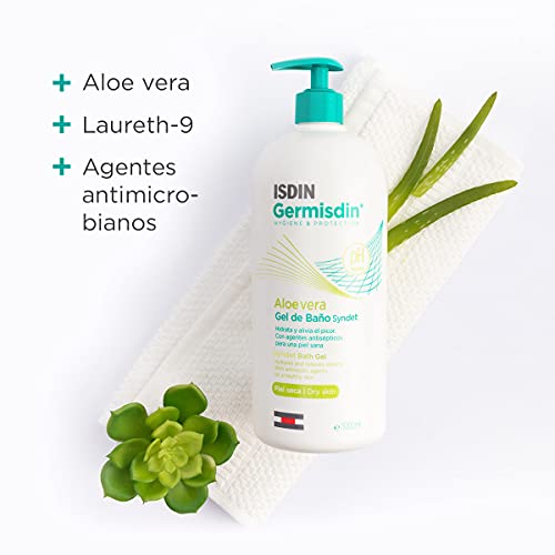 ISDIN Germisdin Aloe Vera Higiene corporal y manos, Gel de Baño recomendado para Piel Seca, 1000ml