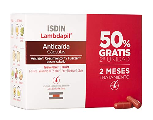 ISDIN Lambdapil Cápsulas Anticaída del Cabello, 120 Cápsulas (Pack 60+60), 50% Gratis, Fortalece el Cabello y Reduce la Caída del Mismo, 2 Meses Tratamiento