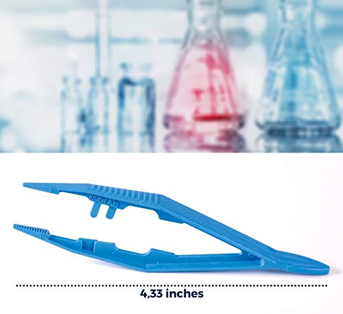 ISOLAB - Pinzas cónicas/Pinzas de plástico azul (paquete de 50, precio a granel, desechable, aseo, laboratorios, primeros auxilios, uso médico)