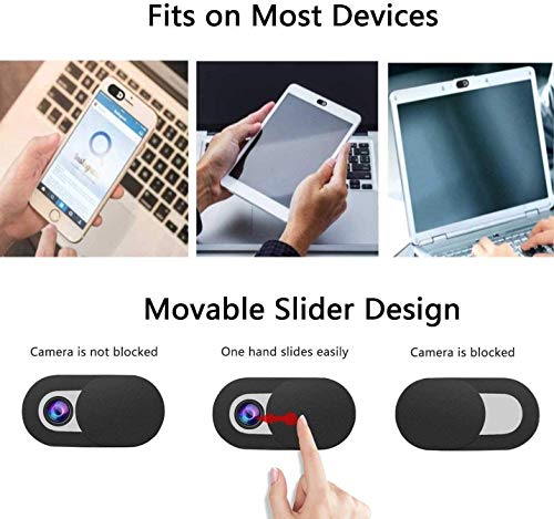 ivoler 3 Unidades Cubierta Webcam, Webcam Cover Slider Diseño Ultra Fino Camera Cover Tapa Webcam para Todo Tipo de Ordenadores Portátiles, Tabletas y Móviles Inteligentes - (Negro)