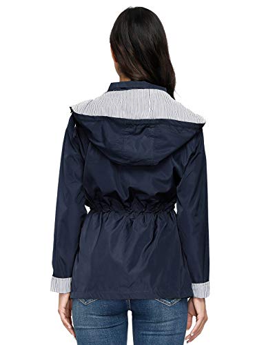 JASAMBAC chamarra impermeable con capucha para mujer - Azul marino - X-Large