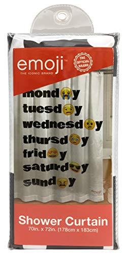 Jay Franco Emoji Days of The Week Shower Curtain & Easy Use - Kids Bath Features Sad & Happy Emoji (Official Emoji Product)