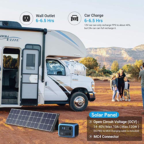 JAY-LONG Central Eléctrica Portátil De 500Wh, Carga Inalámbrica De Onda Sinusoidal del Generador Solar De 300W / Tomacorriente 2AC, PD 45W USB-C, Batería De Litio DC12V De Respaldo