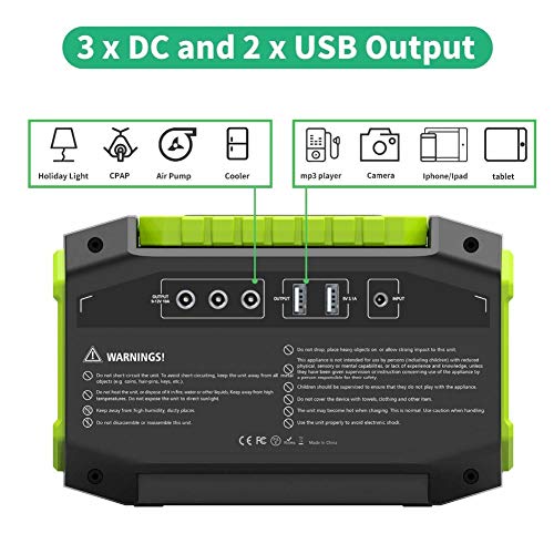 JAY-LONG Estación De Inversor De Respaldo De Emergencia con Generador De Energía Portátil con Salidas Duales De 110V / 220V, 2 Puertos USB 3 DC De Alimentación Al Aire Libre