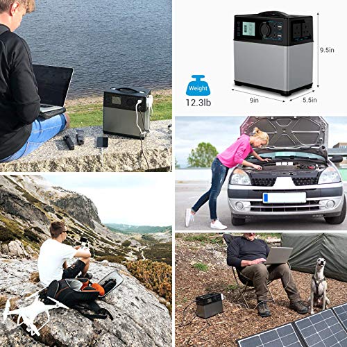 JAY-LONG Generador Solar Portátil De 400Wh para Fuente De Energía De Respaldo De Emergencia con Inversor De Energía DC/AC De 300W, Cargado por Panel Solar/AC/Coche