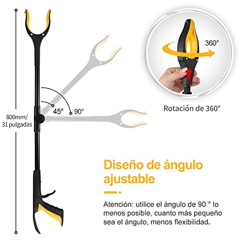 Jellas Pinza Larga, Alcanzar Objetos 81cm Herramienta de Captura Plegable, Diseño con Imán, Brazo Más Largo para Recoger Basura, para los Viejos, Discapacitados y Trabajadores Sanitarios, RGSF01