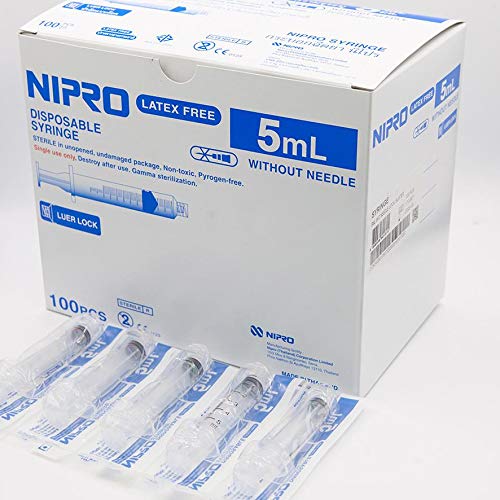 JERINGA 5ML NIPRO - JERINGAS DESECHABLES - ESTERILIZADAS - SIN AGUJA - PACK 100 UNIDADES