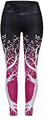 JFAN Pantalones de Yoga Mujer Patrón de árbol Leggings Mujer Pilates Pantalones de Chándal de Jogging Holgados Pantalones Deportivos Push Up Leggings Athletic Fitness