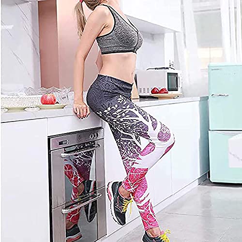 JFAN Pantalones de Yoga Mujer Patrón de árbol Leggings Mujer Pilates Pantalones de Chándal de Jogging Holgados Pantalones Deportivos Push Up Leggings Athletic Fitness