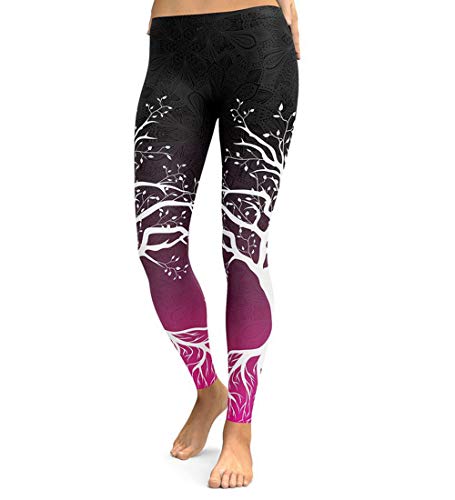 JFAN Pantalones de Yoga Mujer Patrón de árbol Leggings Mujer Pilates Pantalones de Chándal de Jogging Holgados Pantalones Deportivos Push Up Leggings Athletic Fitness