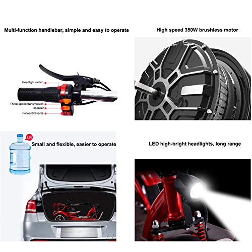 JHKGY Scooters De Viaje Eléctricos Portátiles Ligeros De 3 Ruedas,Scooter De Movilidad Eléctrico Plegable Scooter Eléctrico De Viaje para Ancianos/Discapacitados/Al Aire Libre