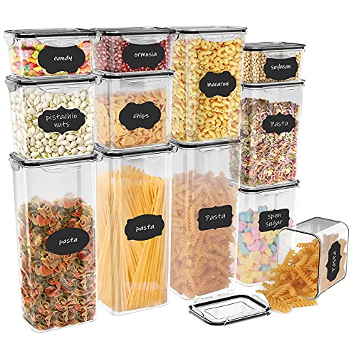 JIM'S STORE Recipientes para Cereales 12pcs,Botes Cocina para Almacenar Cereales, Pasta, Arroz, Harina, Caramelos, frijoles, Etc