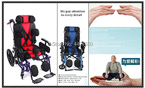 JINKEBIN Silla de ruedas eléctrica para niños, parálisis cerebral, multifuncional, para discapacitados, plegable, pequeño carro (color: azul)